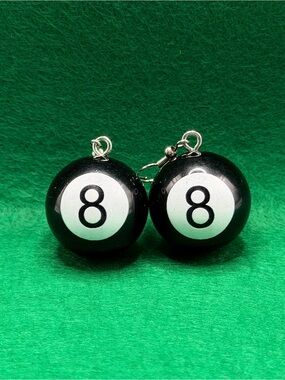 Black 8-Ball Dangle Earrings